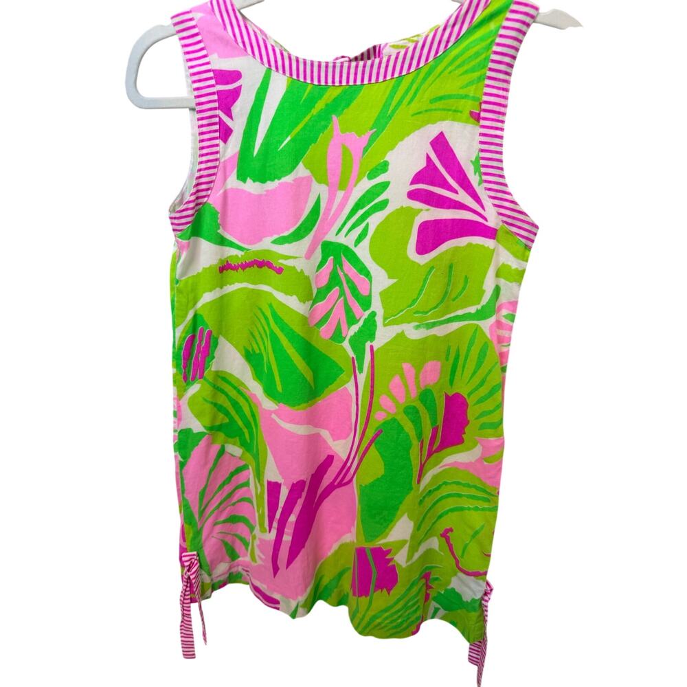 Gretchen Scott Girls Sleeveless Cotton Dress – Pink & Green Print (Size 10/12)